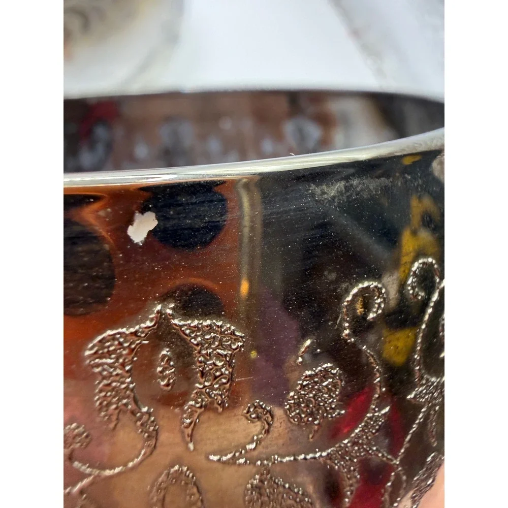 Vintage Silver Ombre Damask Filigree Lowball Whiskey Glasses Set of 6 MCM Style